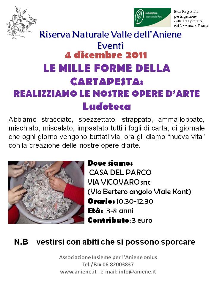 4 Dicembre 2011 LE MILLE FORME DELLA CARTAPESTA-Ludoteca